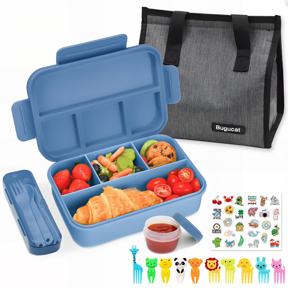 Bugucat Bento Lunch Box 1300ML with Lunch Bag, Kids & Adult Lunch Box with Cutlery