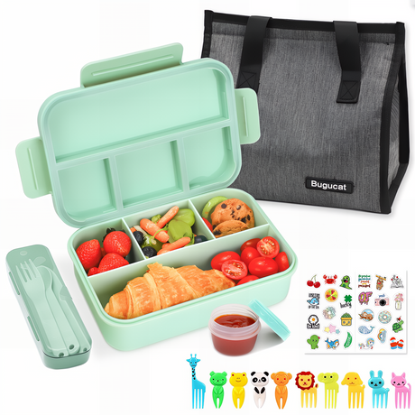 Bugucat Bento Lunch Box 1300ML with Lunch Bag, Kids & Adult Lunch Box with Cutlery