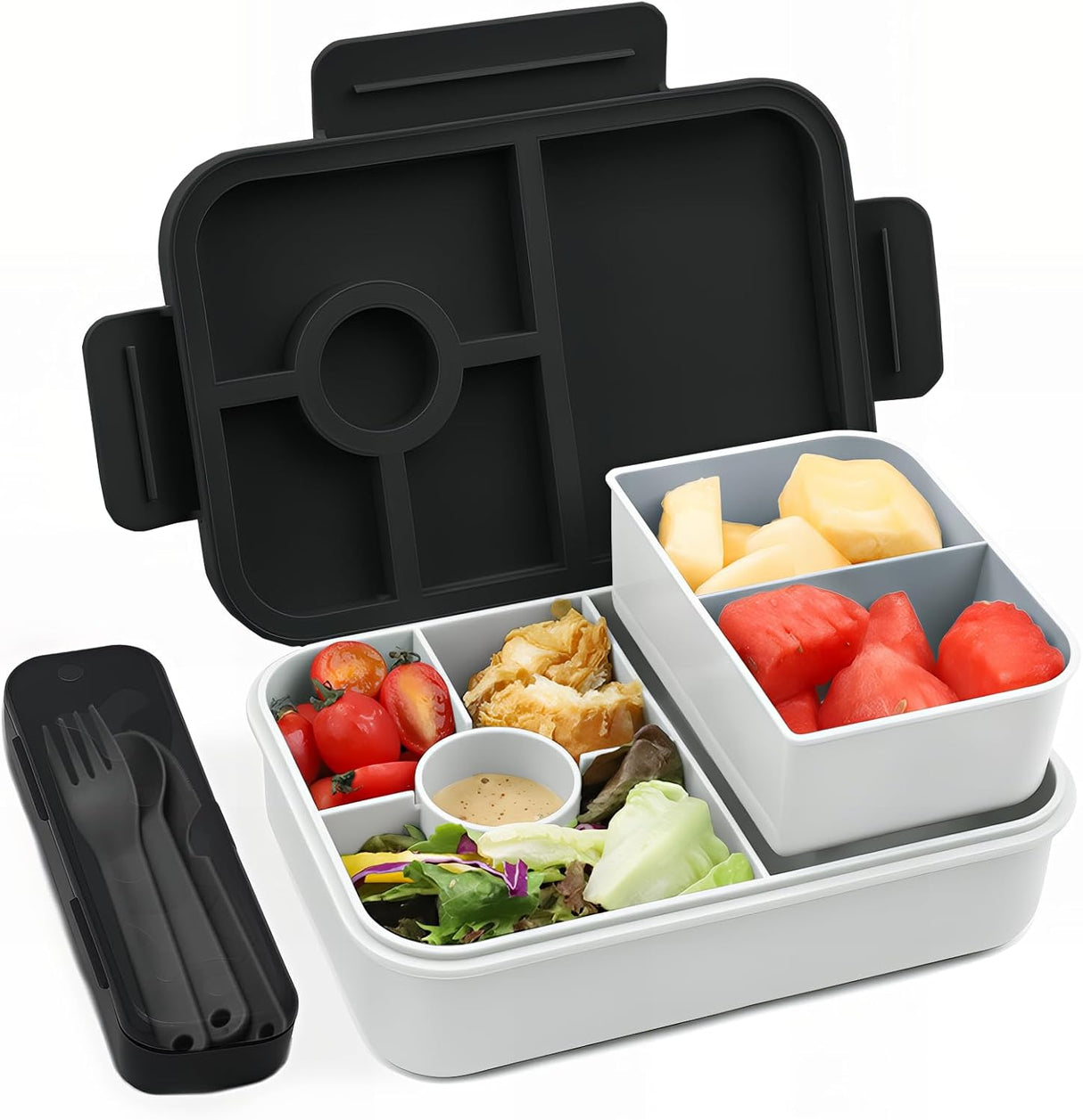 Lunch Box 1300ML,Kids Lunch Box Bento Boxes with 5+2 Compartments Cutlery,Leak-Proof