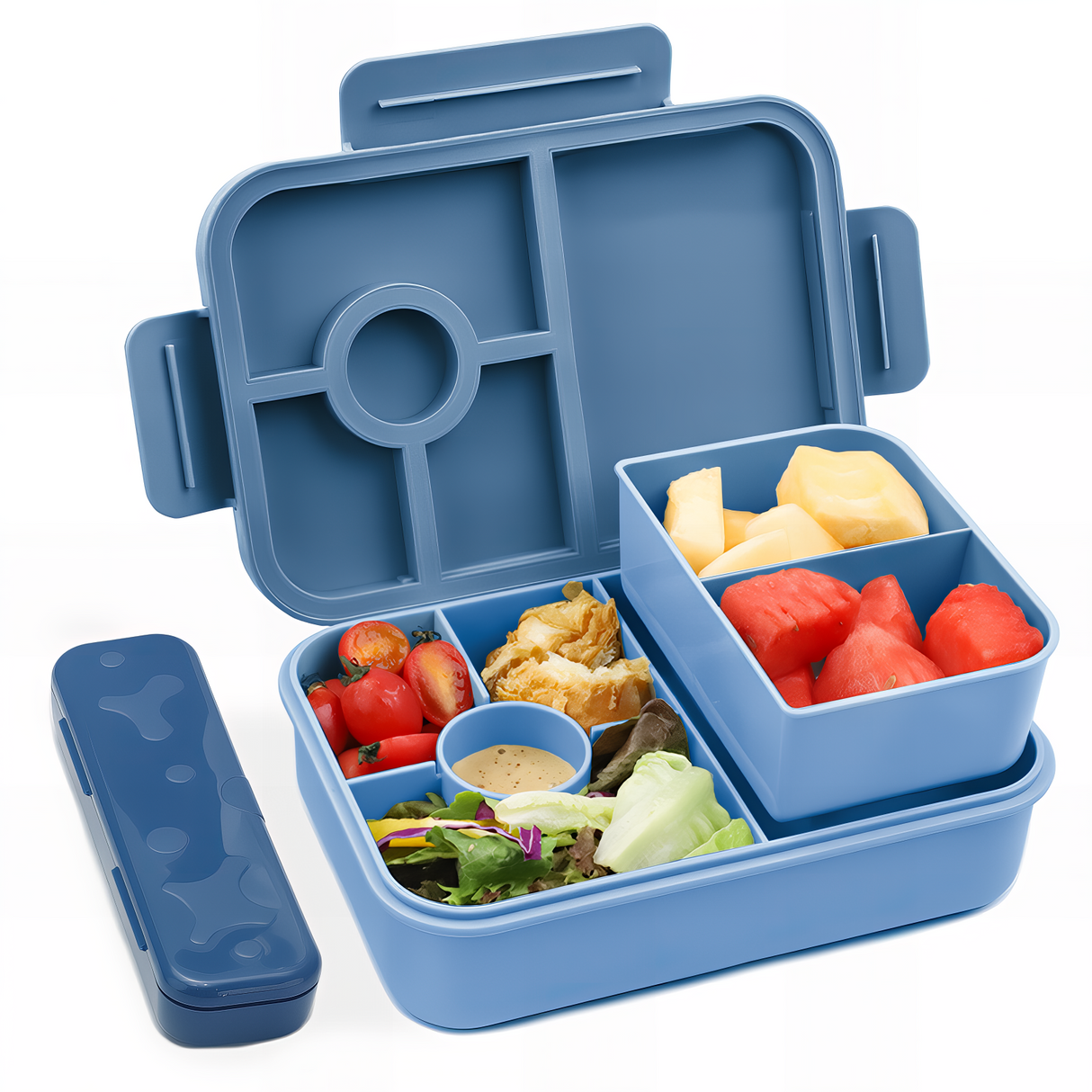 Lunch Box 1300ML,Kids Lunch Box Bento Boxes with 5+2 Compartments Cutlery,Leak-Proof
