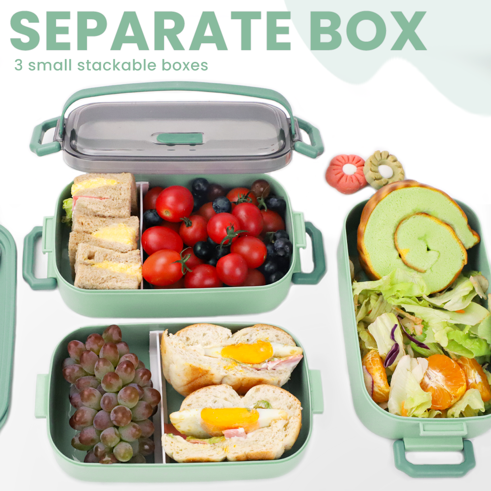 Lunch Box 2400ML, Bento Box Leak-Proof Dishwasher Microwave Safe BPA-Free