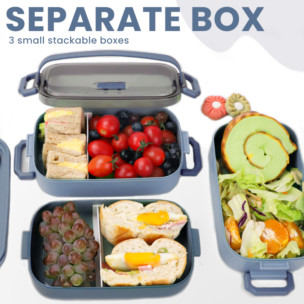Lunch Box 2400ML, Bento Box Leak-Proof Dishwasher Microwave Safe BPA-Free