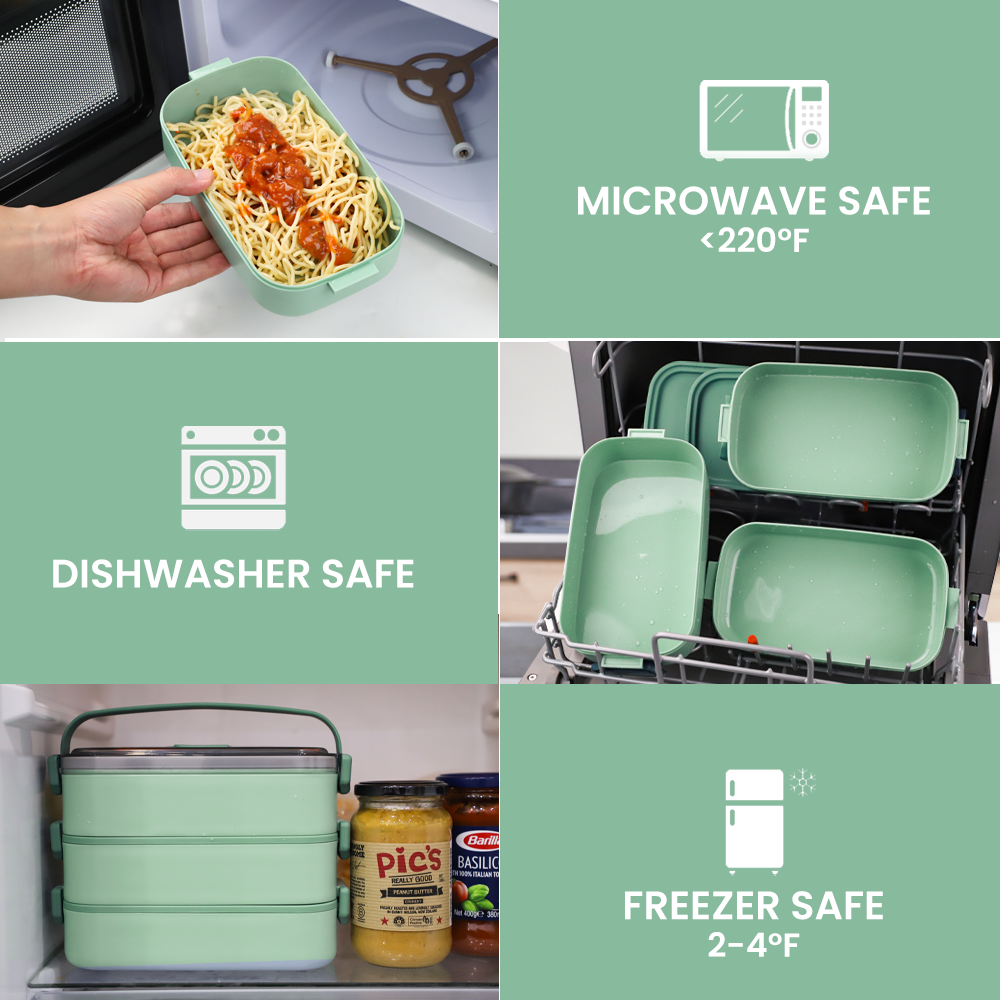 Lunch Box 2400ML, Bento Box Leak-Proof Dishwasher Microwave Safe BPA-Free