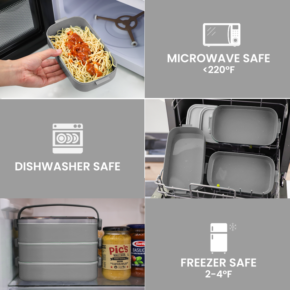 Lunch Box 2400ML, Bento Box Leak-Proof Dishwasher Microwave Safe BPA-Free