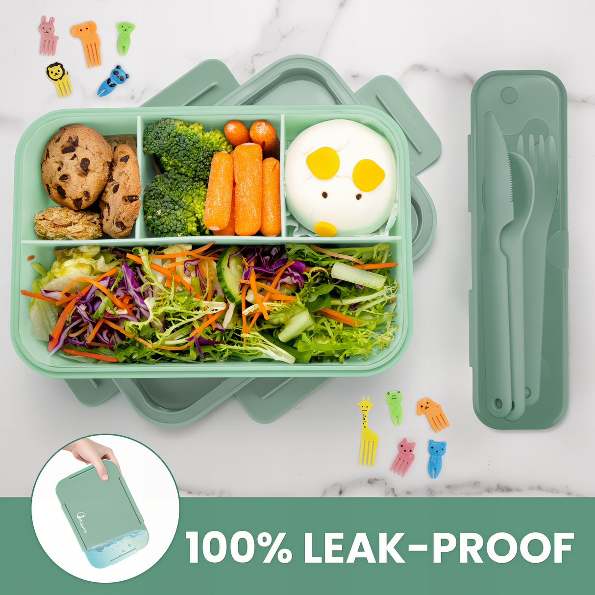 Bugucat Bento Lunch Box 1300ML with Lunch Bag, Kids & Adult Lunch Box with Cutlery