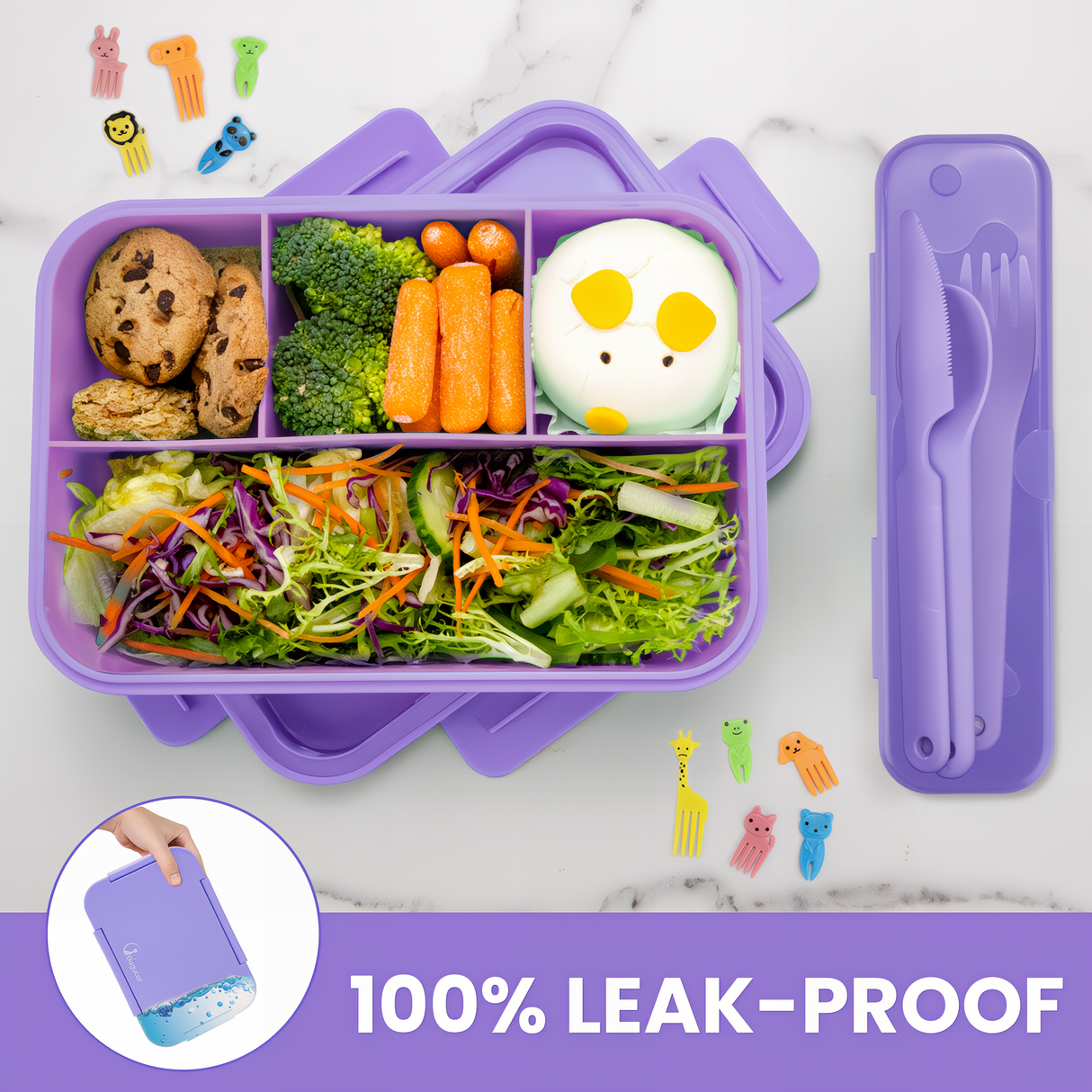 Bugucat Bento Lunch Box 1300ML with Lunch Bag, Kids & Adult Lunch Box with Cutlery