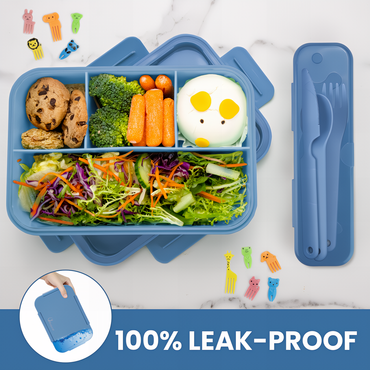 Bugucat Bento Lunch Box 1300ML with Lunch Bag, Kids & Adult Lunch Box with Cutlery