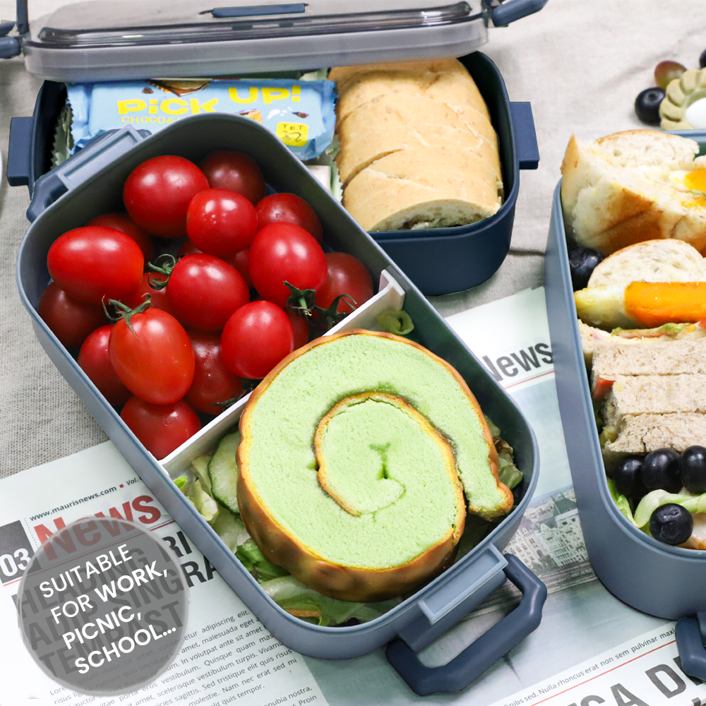 Lunch Box 2400ML, Bento Box Leak-Proof Dishwasher Microwave Safe BPA-Free