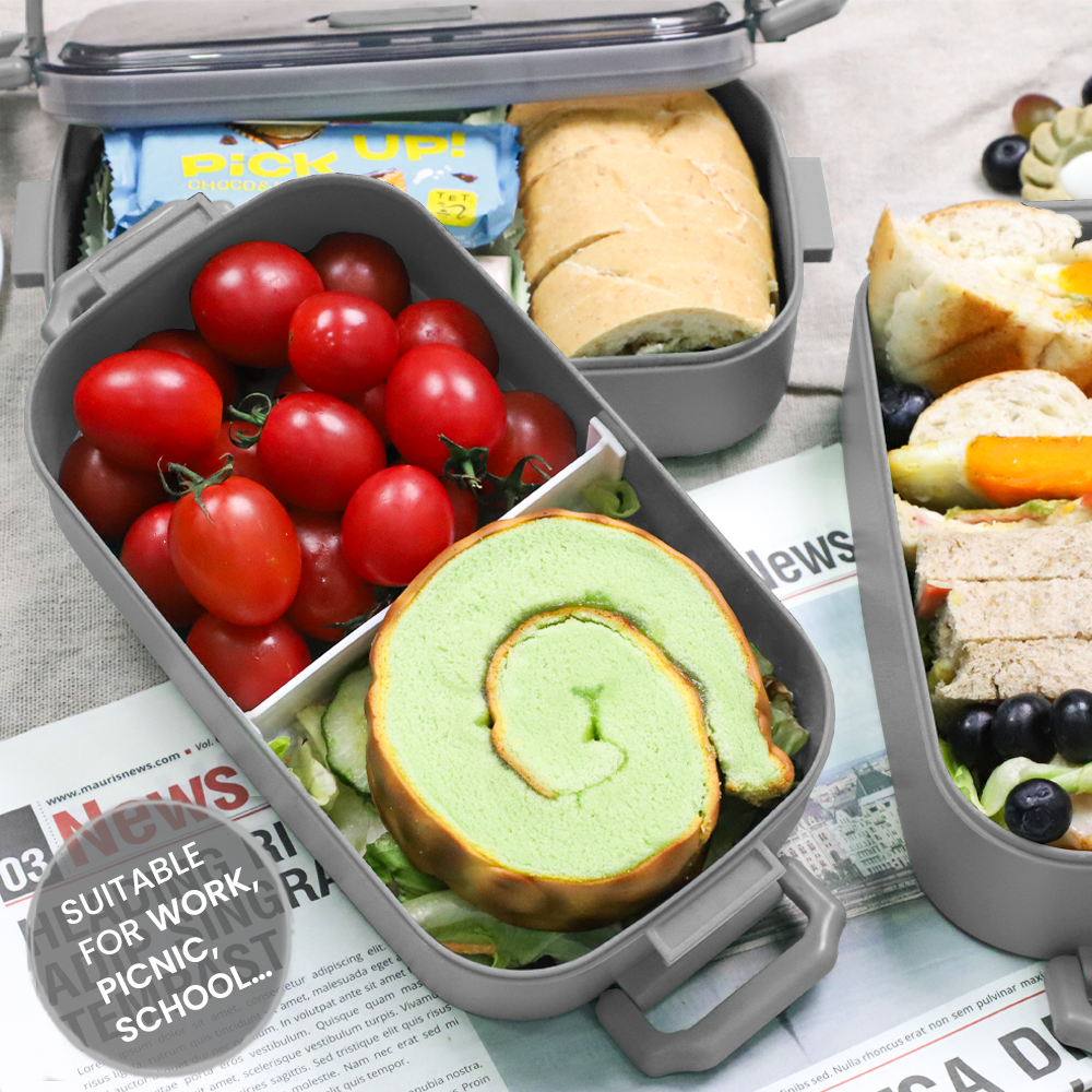 Lunch Box 2400ML, Bento Box Leak-Proof Dishwasher Microwave Safe BPA-Free