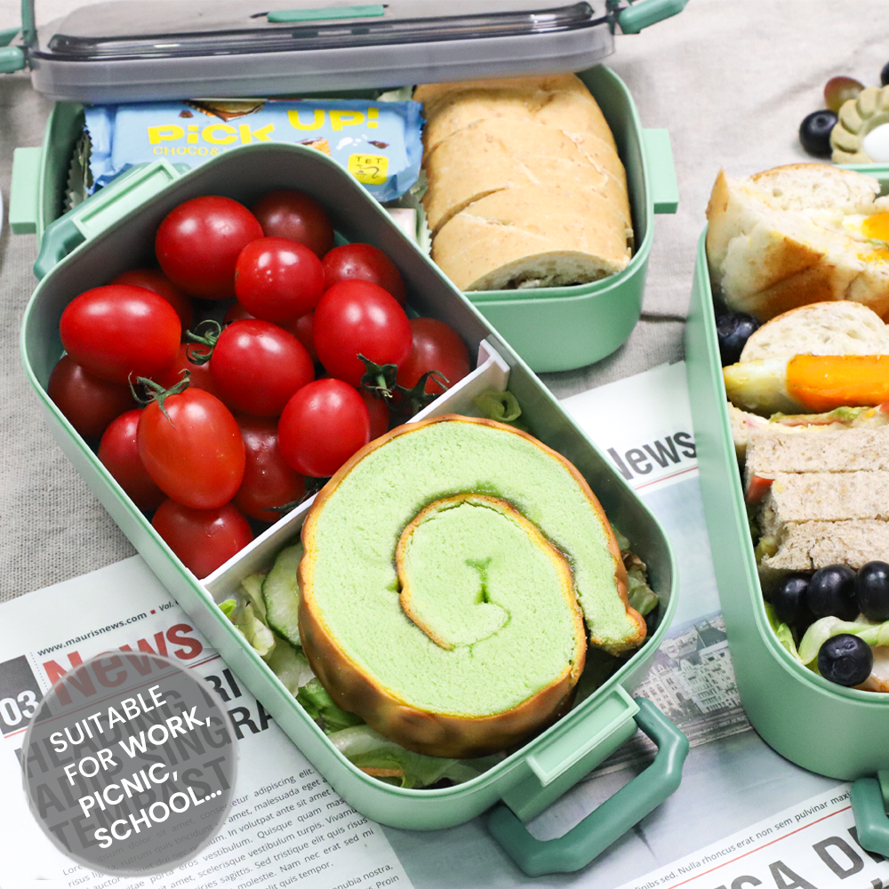 Lunch Box 2400ML, Bento Box Leak-Proof Dishwasher Microwave Safe BPA-Free