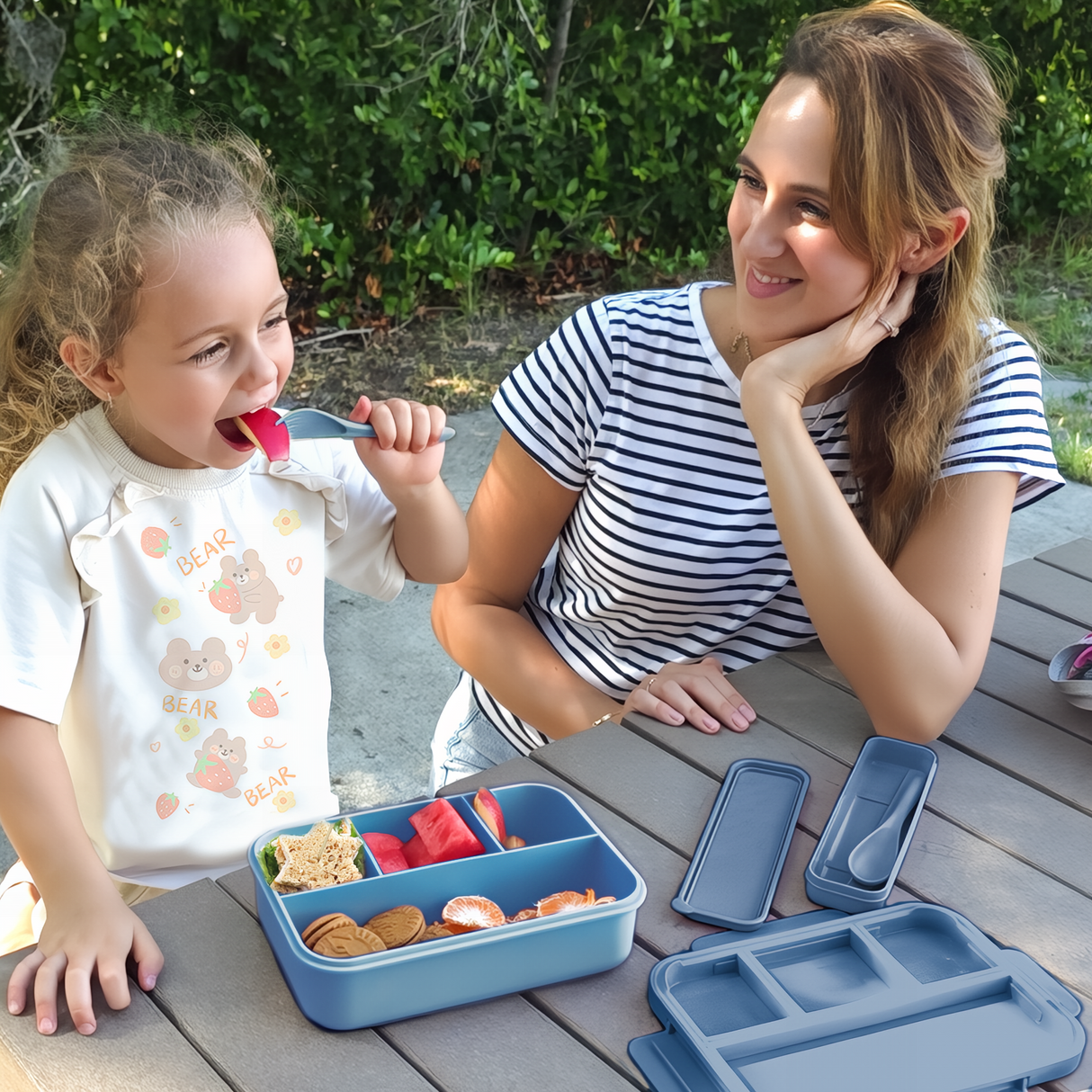 Bugucat Bento Lunch Box 1300ML - Leak-Proof with 4 Compartments, Cutlery for Kids and Adults