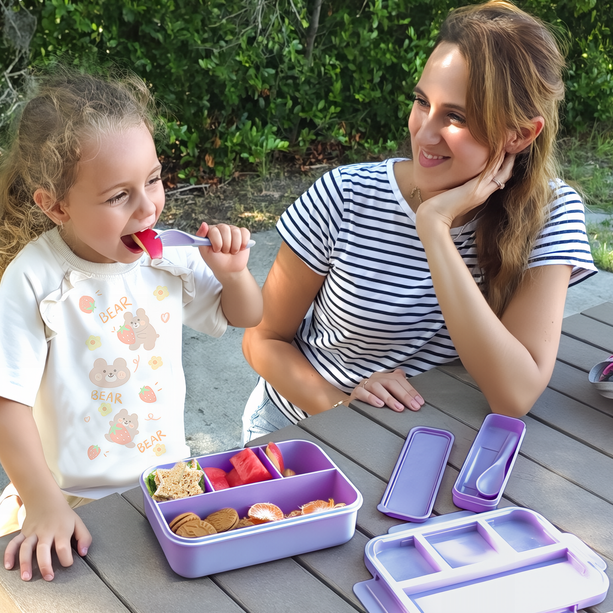 Bugucat Bento Lunch Box 1300ML - Leak-Proof with 4 Compartments, Cutlery for Kids and Adults