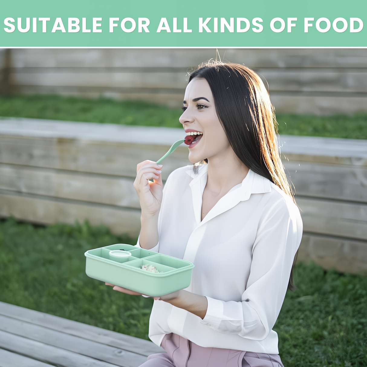 Bugucat Bento Lunch Box 1300ML with Bag - Leak-Proof with 5 Compartments,Cutlery for Kids and Adults