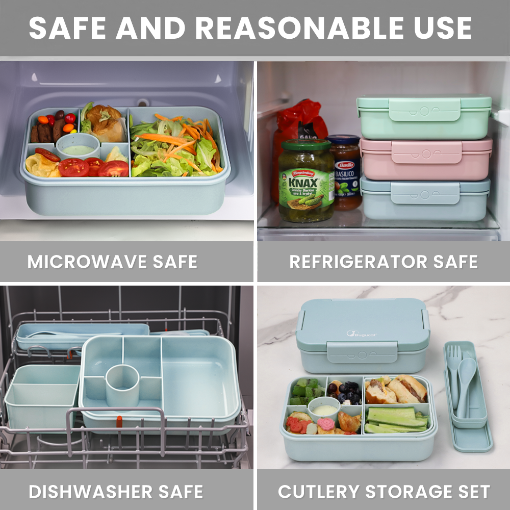 Lunch Box 1300ML,Kids Lunch Box Bento Boxes with 4 Compartments Cutlery,Leak-Proof