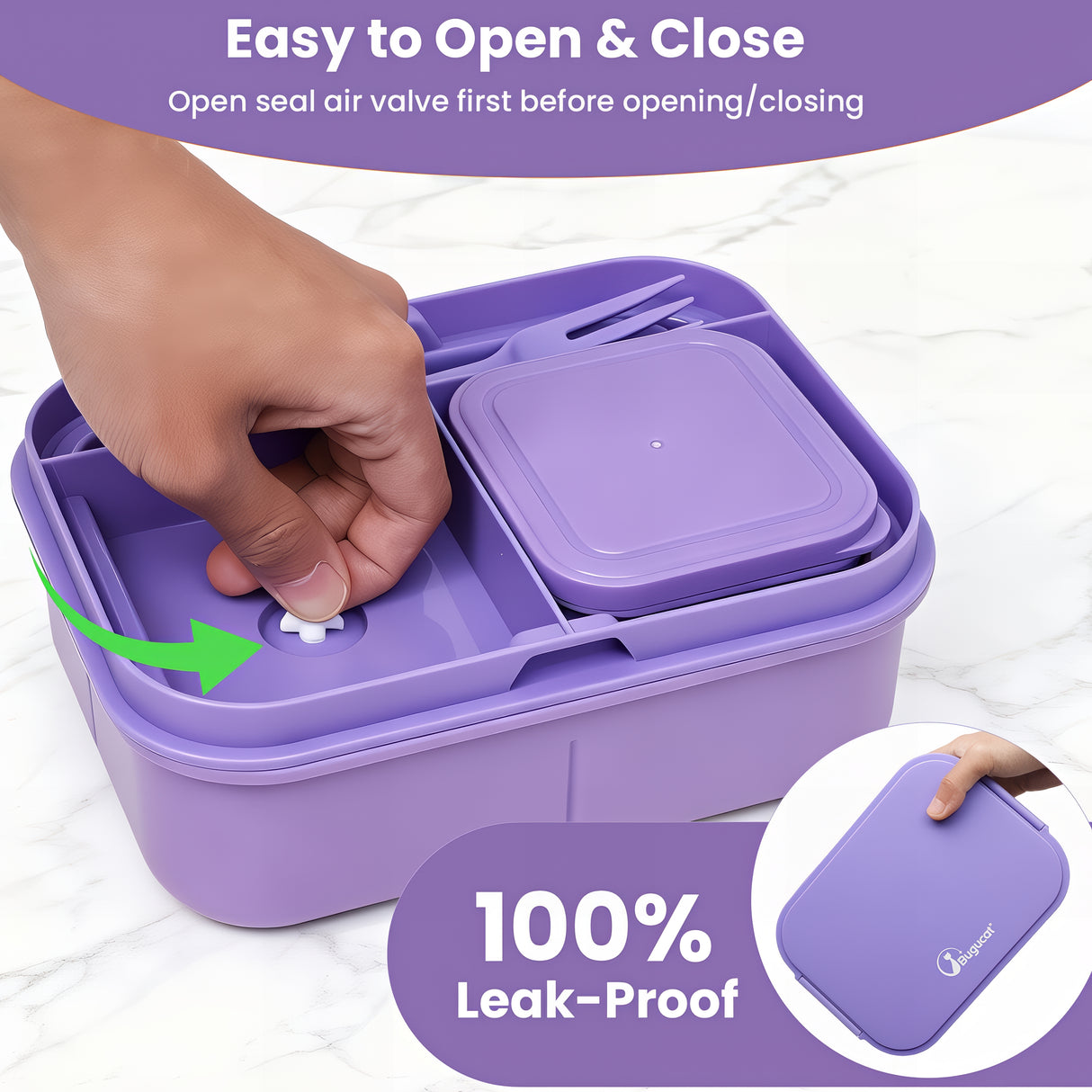 Bento Box 1300ML - 2 Layer Compartments Leak Proof Lunch Container with Cutlery for Adults and Kids