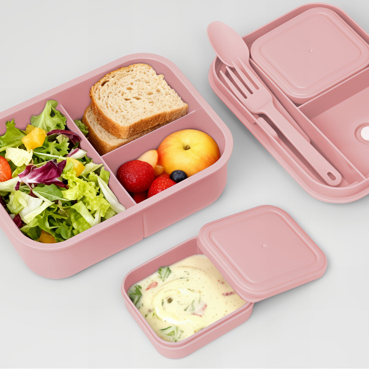 Bento Box 1300ML - 2 Layer Compartments Leak Proof Lunch Container with Cutlery for Adults and Kids