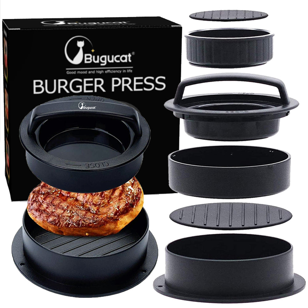 3 in 1 Burger Press, Non-Stick Hamburger Patty Maker Press Kit Give 100 Wax Patty Papers