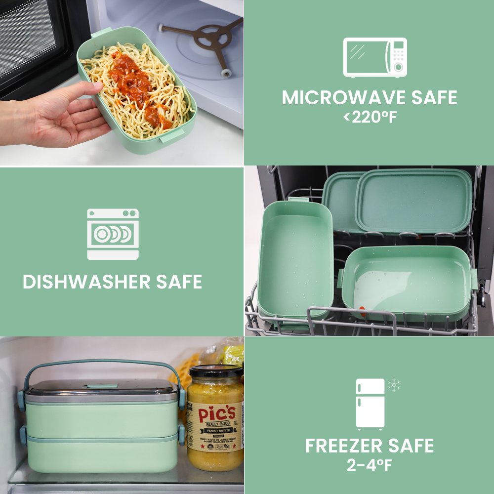 Lunch Box 1600ML, Bento Box Leak-Proof Dishwasher Microwave Safe BPA-Free