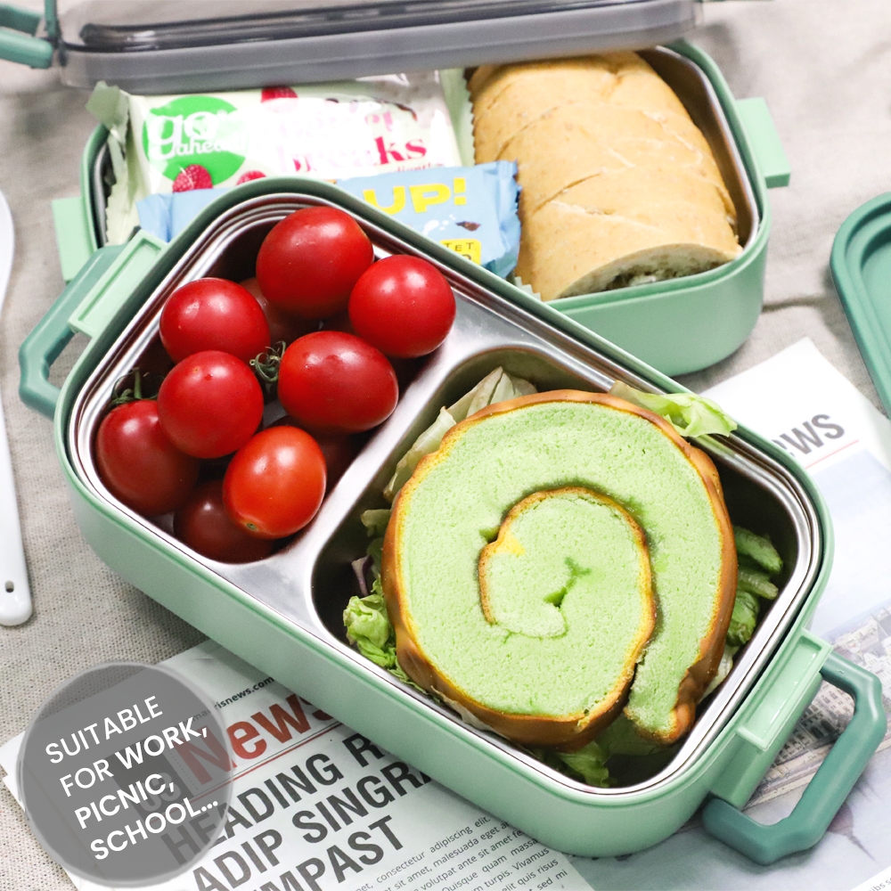 Lunch Box 304 Stainless Steel 1100ML,Bento Box Leak-Proof Dishwasher Microwave Safe