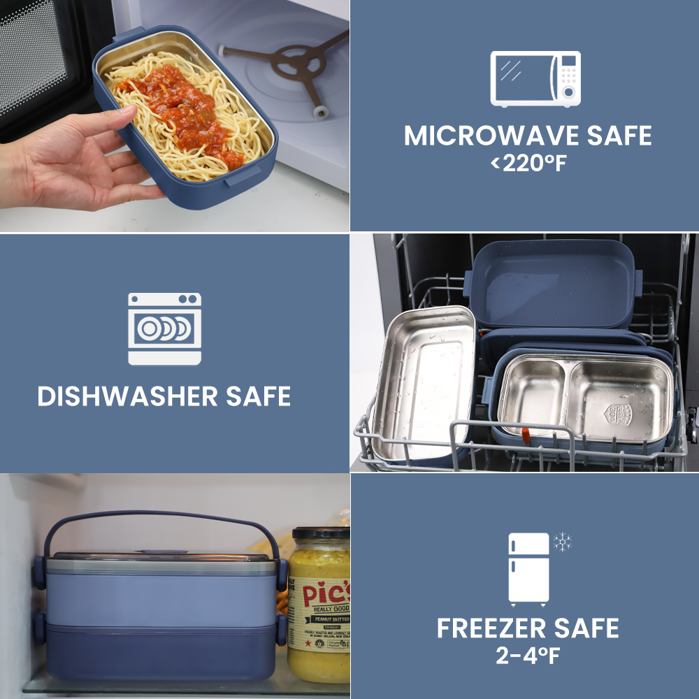 Lunch Box 304 Stainless Steel 1100ML,Bento Box Leak-Proof Dishwasher Microwave Safe