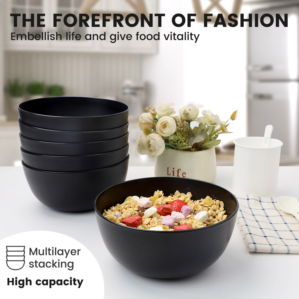 Cereal Bowls 6 PCS 1400ML, Large Capacity Plastic Salad Bowls for Soup Grain Ramen Salad