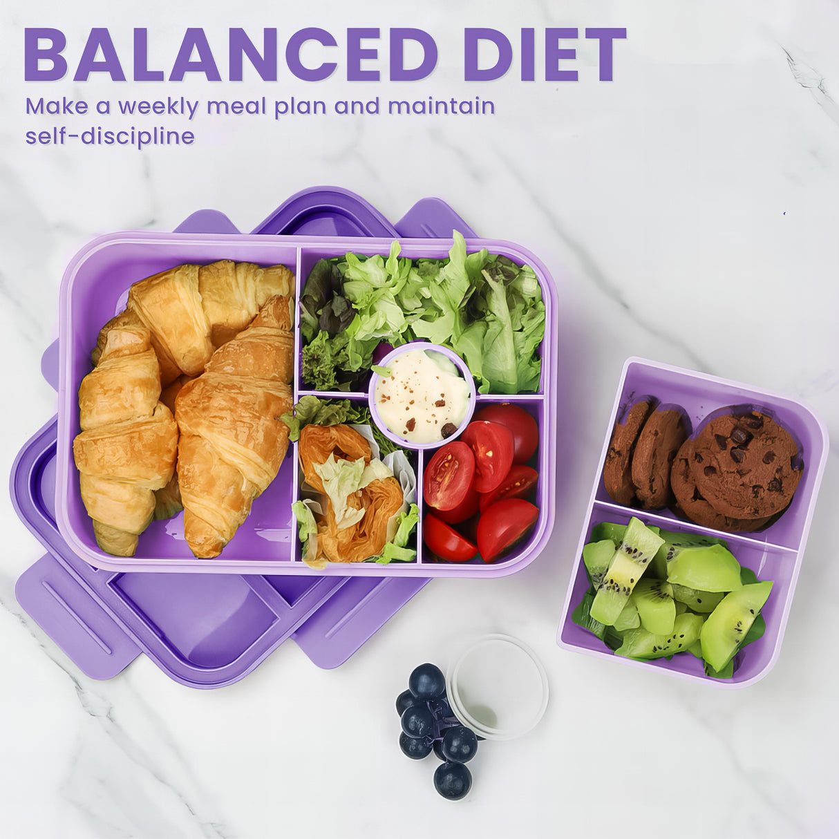 Lunch Box 1300ML,Kids Lunch Box Bento Boxes with 4 Compartments Cutlery,Leak-Proof