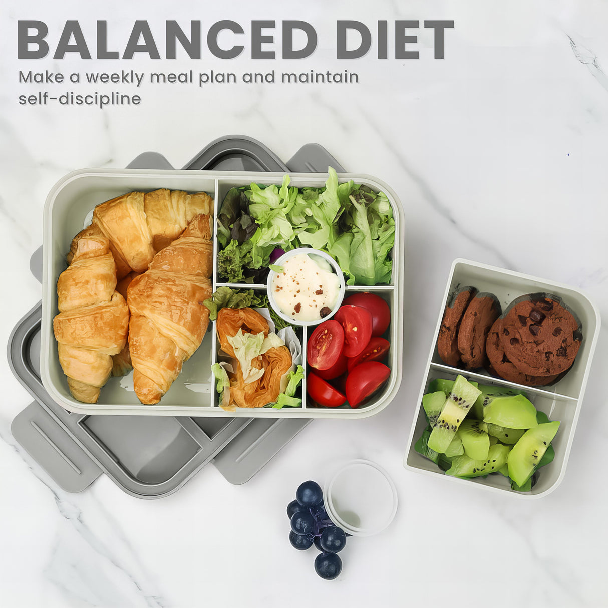 Lunch Box 1300ML,Kids Lunch Box Bento Boxes with 4 Compartments Cutlery,Leak-Proof