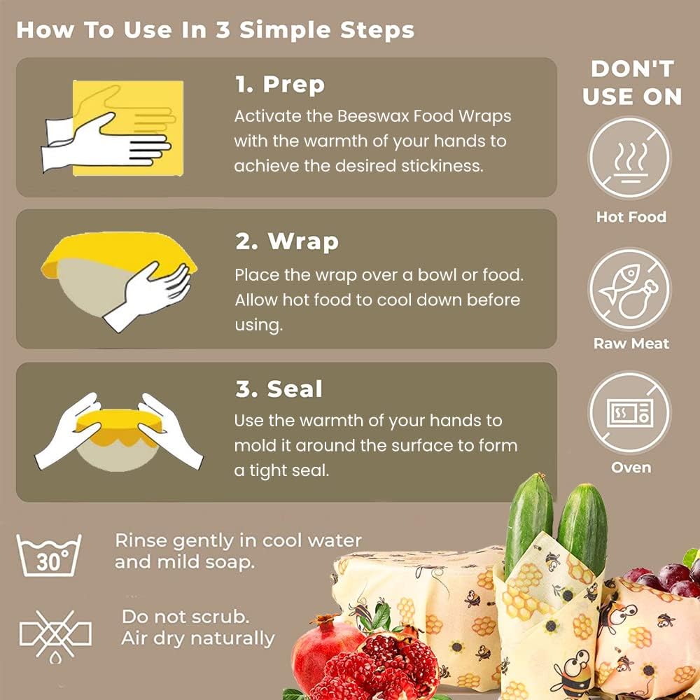 Beeswax wraps, organic wax paper, reusable beeswax cloths made from natural beeswax cotton