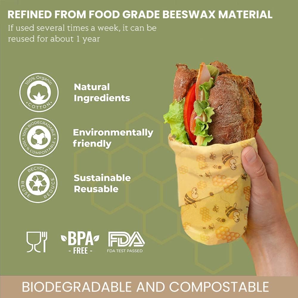 Beeswax wraps, organic wax paper, reusable beeswax cloths made from natural beeswax cotton