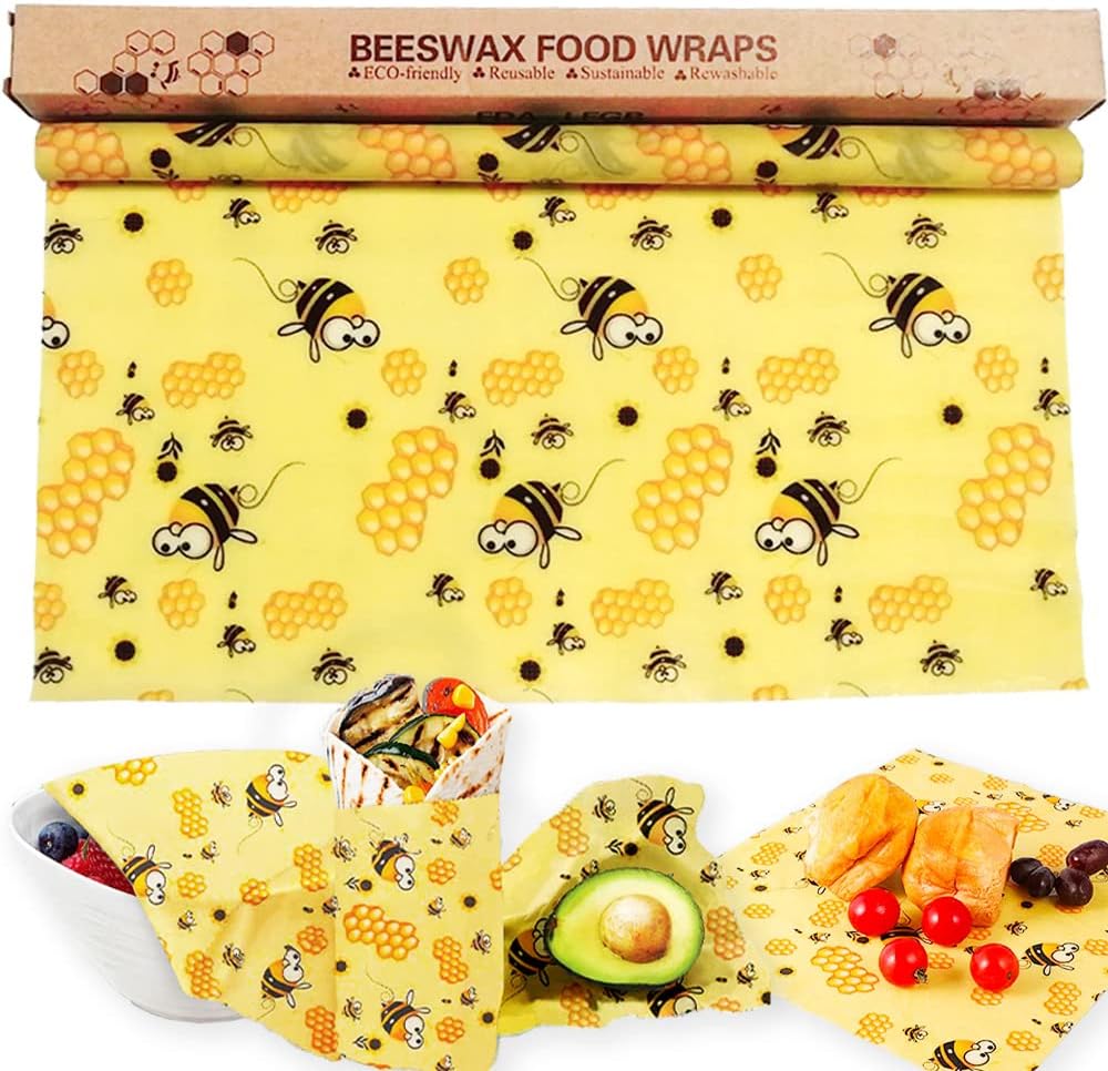 Beeswax wraps, organic wax paper, reusable beeswax cloths made from natural beeswax cotton