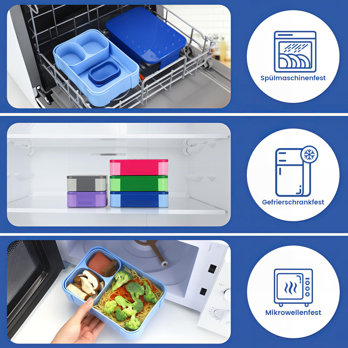 Lunch Box with Compartments Leak-Proof, 900 ml Bento Box for Children Adults,  Microwave Dishwasher Safe