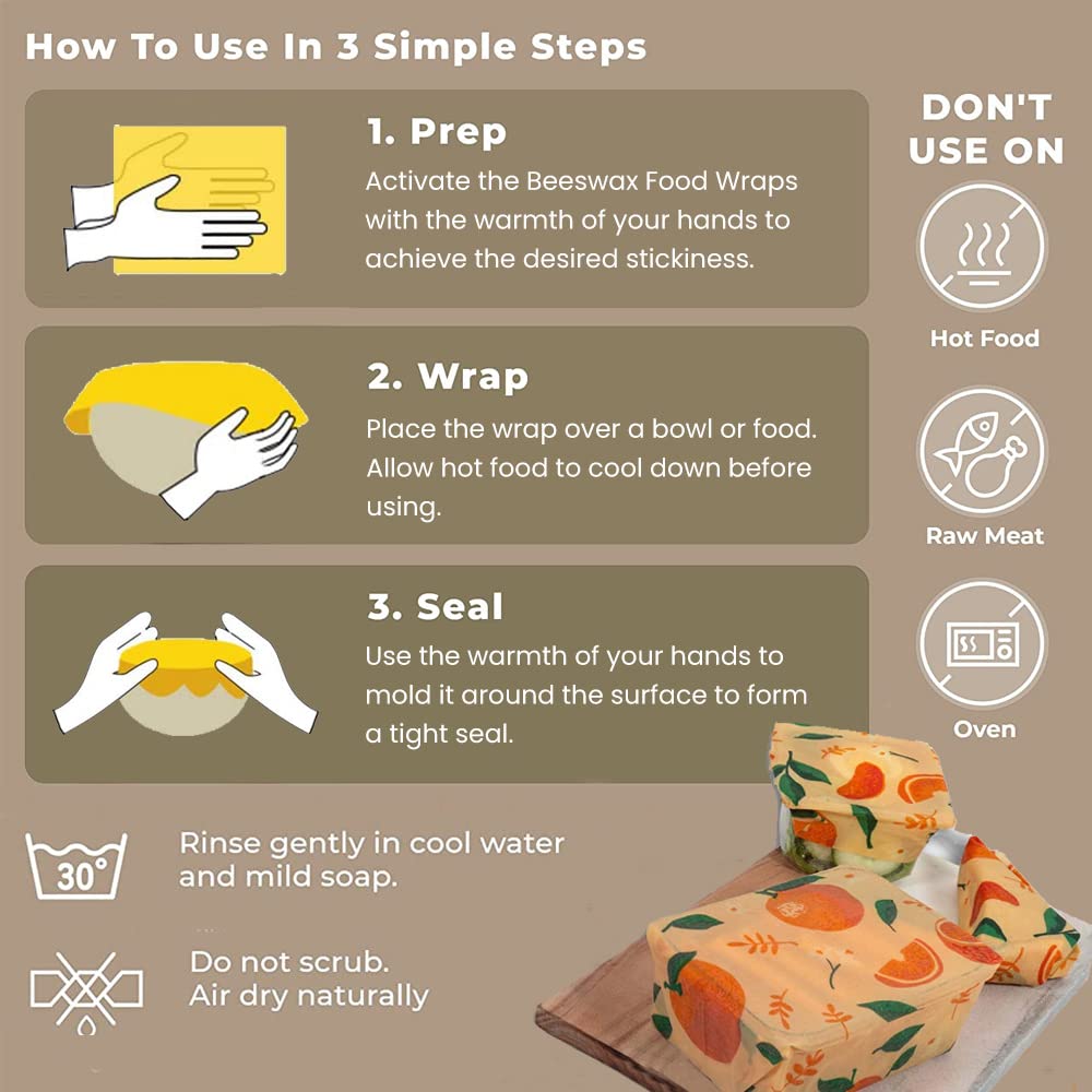 Beeswax wraps, organic wax paper, reusable beeswax cloths made from natural beeswax cotton