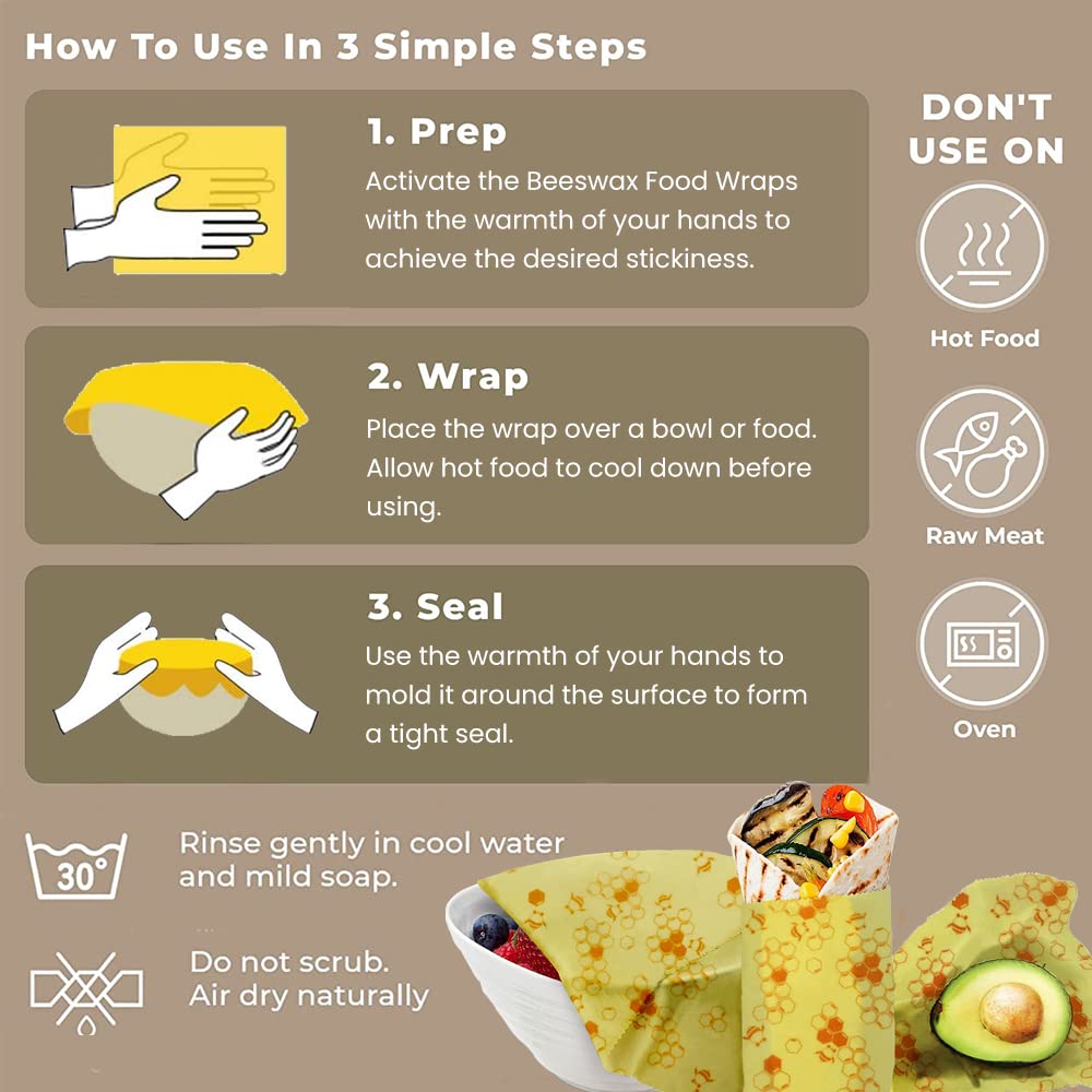 Beeswax wraps, organic wax paper, reusable beeswax cloths made from natural beeswax cotton