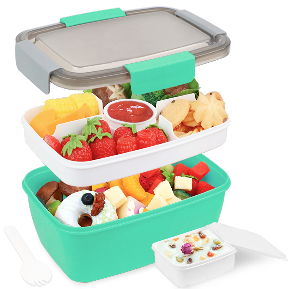 Salad Bowl 2000ML, Leak-Proof Bento Box Lunch Box  Dishwasher and Microwave Safe BPA-Free