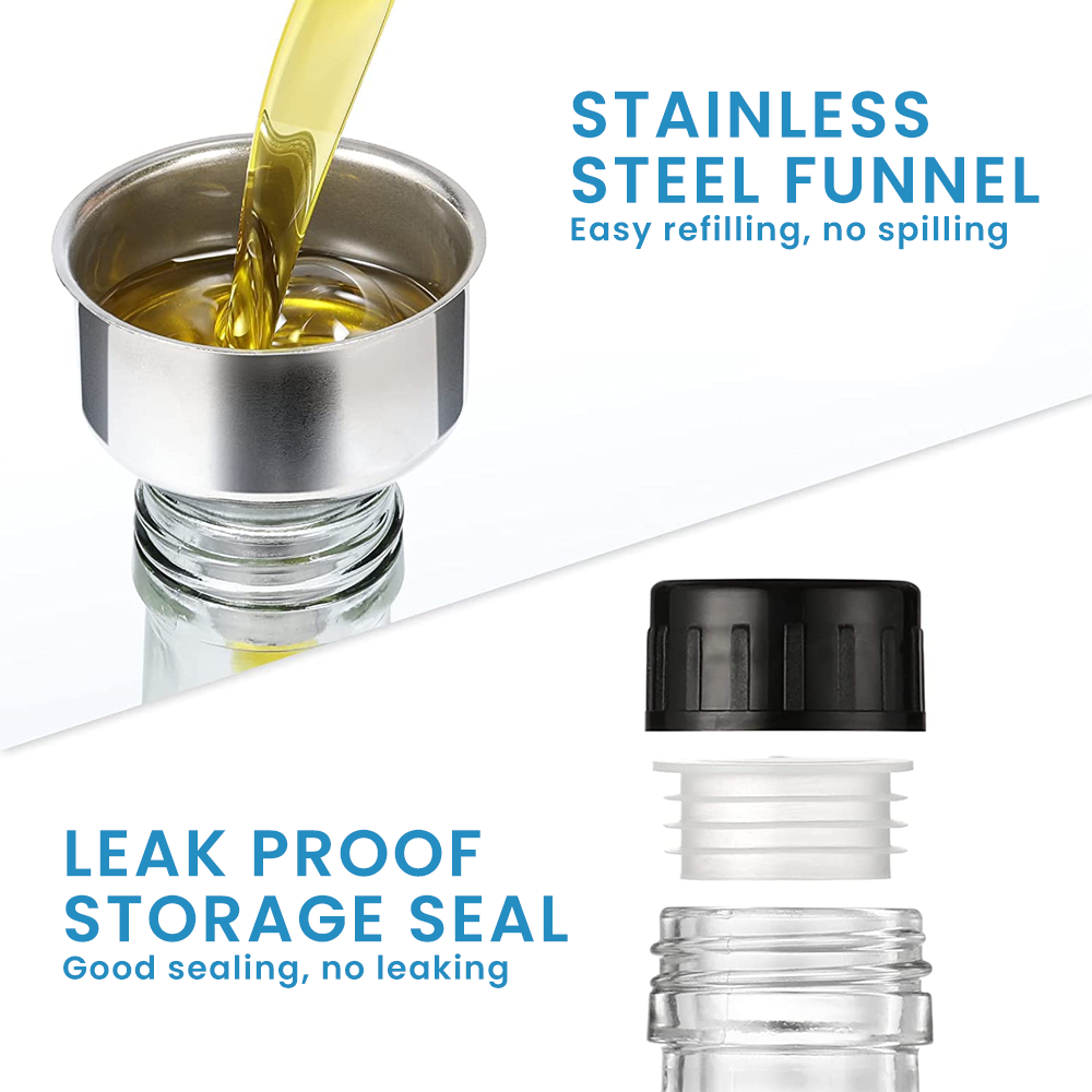 Oil Bottle 500 ml, Glass Vinegar Bottle with Dispenser, Leak-proof and Drip-Free
