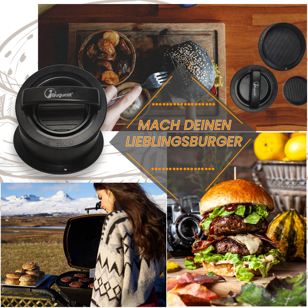 3 in 1 Burger Press, Non-Stick Hamburger Patty Maker Press Kit Give 100 Wax Patty Papers