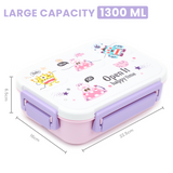 Bugucat Lunch Box Kids 1300ML,Bento Box with 4 Compartments and Spoon, Reusable Food Container Lunch Containers for School Work and Travel Microwave & Dishwasher & Freezer Safe, BPA-Free
