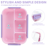 Bugucat Lunch Box Kids 1300ML,Bento Box with 4 Compartments and Spoon, Reusable Food Container Lunch Containers for School Work and Travel Microwave & Dishwasher & Freezer Safe, BPA-Free