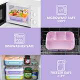 Bugucat Lunch Box Kids 1300ML,Bento Box with 4 Compartments and Spoon, Reusable Food Container Lunch Containers for School Work and Travel Microwave & Dishwasher & Freezer Safe, BPA-Free