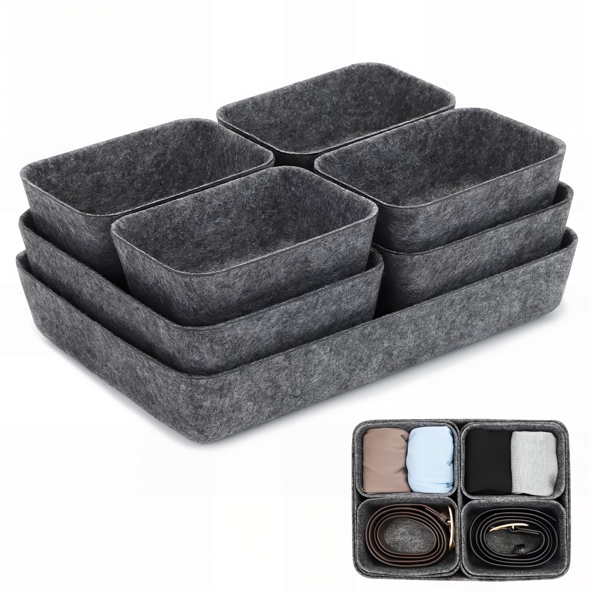 Bugucat Felt Drawer Organiser Stackable Desk Organiser Storage Boxes Organiser Kitchen