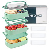 Bugucat Lunch Box 2400ML, 3 in 1 Bento Box Leak-Proof Lunch Containers with Compartments Cutlery, Lunch Containers for Adult Kids, Dishwasher and Microwave Safe Food Storage Container