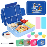 Bugucat Bento Lunch Box 1330ML 12 PCS,Kids Lunch Box Bento Boxes with 6 Compartments Cutlery,Leak Proof Lunchbox Snack Boxes for Kids Adult,Kids Lunch Box with Compartments for Kindergarten