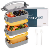 Bugucat Edelstahl-Lunchbox 1700 ml, 3-in-1 auslaufsichere Bento-Box-Lunchbehälter mit 3 Fächern für Besteck, Lunchbehälter für Kinder und Erwachsene, mikrowellen- und spülmaschinenfester Lebensmittelaufbewahrungsbehälter