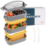 Bugucat Stainless Steel Lunch Box 1700ML,3 in 1 Leak-Proof Bento Box Lunch Containers with 3 Compartments Cutlery,Lunch Containers for Kids Adult,Microwave and Dishwasher Safe Food Storage Container