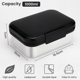 Bugucat Bento Lunch Box Stainless Steel Lunchbox 1000 ml, Leak-Proof Bento Box with Divider