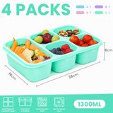 Bugucat Lunch Box 1300ML, Bento Box with 5 Compartments and Spoon, Kids Adult Food Container Lunch Containers for School Work and Travel, Microwave & Dishwasher Safe, BPA Free