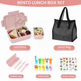 Bugucat Bento Lunch Box 1300ML with Bag - Leak-Proof with 5 Compartments,Cutlery for Kids and Adults