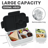 Bugucat Bento Lunch Box 1300ML - Leak-Proof With 4 Compartments, Cutlery for Kids and Adults