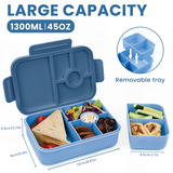 Bugucat Bento Lunch Box 1300ML - Leak-Proof With 4 Compartments, Cutlery for Kids and Adults