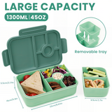 Bugucat Bento Lunch Box 1300ML - Leak-Proof With 4 Compartments, Cutlery for Kids and Adults